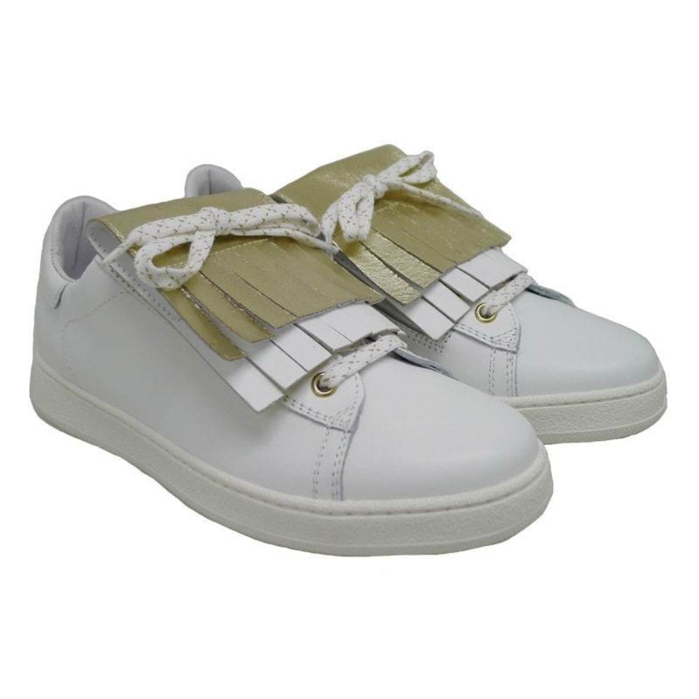 Sneakers piel lengüeta flecos dorada HS78E1