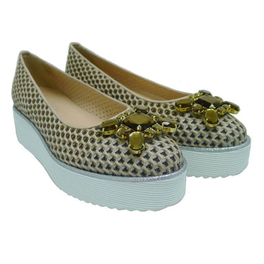 Bailarina con plataforma Pertini 171W13241C2 Almendra Nude