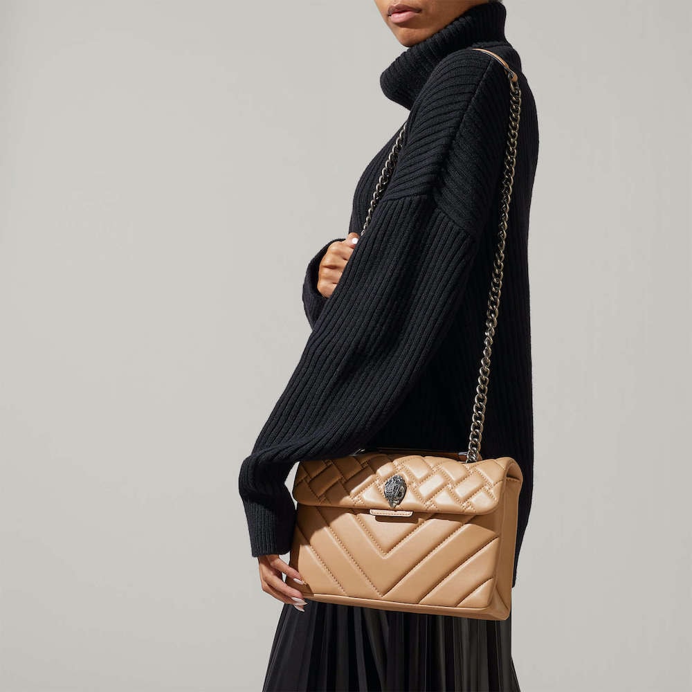 Bolso piel cadena águila Kurt Geiger Leather Kensington Camel foto 4