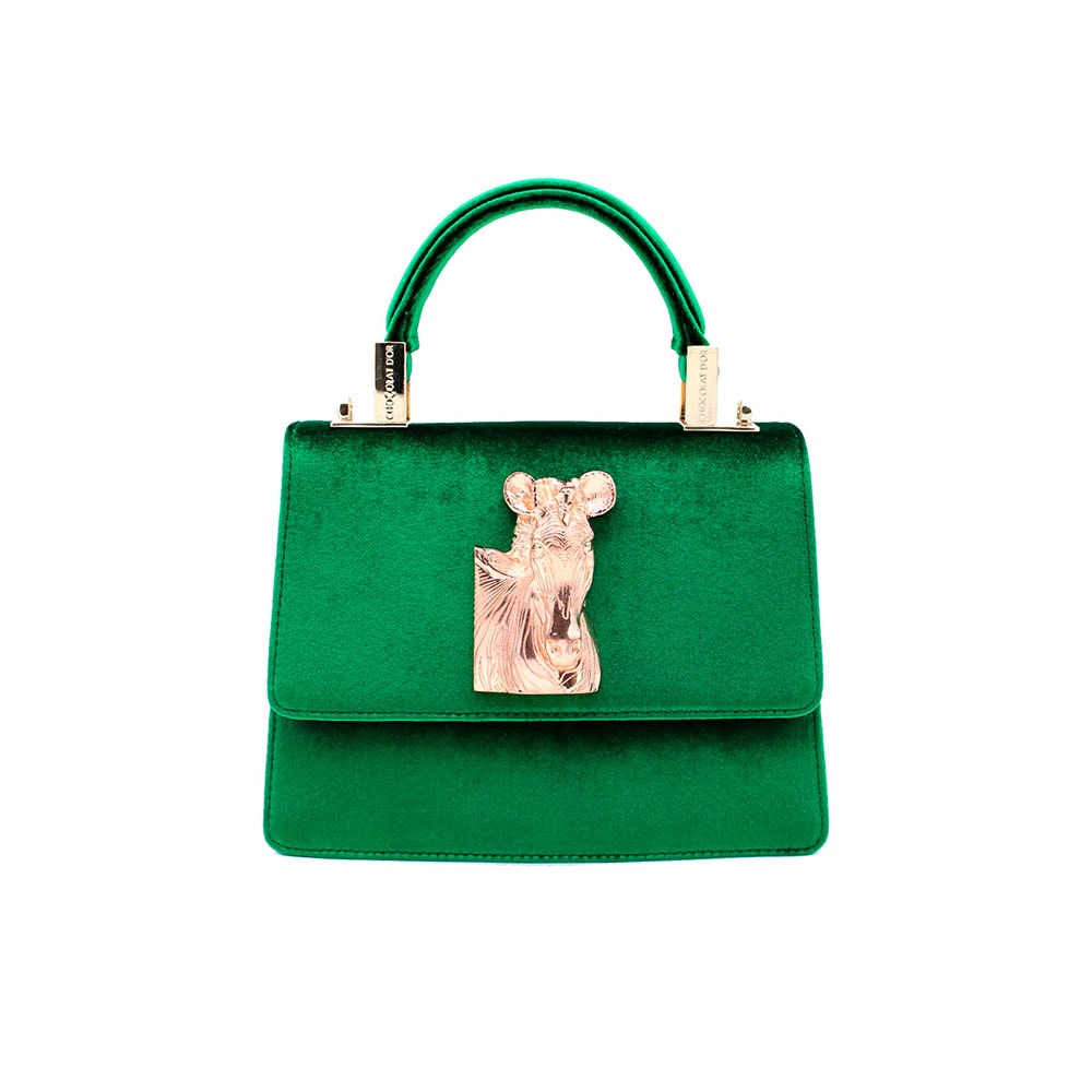 Bolso pequeño terciopelo Chocolat-dor Elena Small Verde