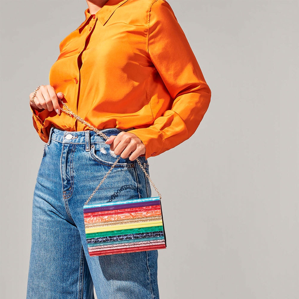 Cartera rígida mano fiesta brillante Kurt Geiger Party Envelope Multicolor foto 4