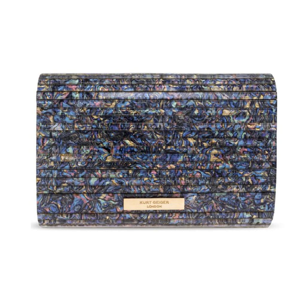 Cartera fiesta cadena Kurt Geiger con detalle joya en azul foto 4