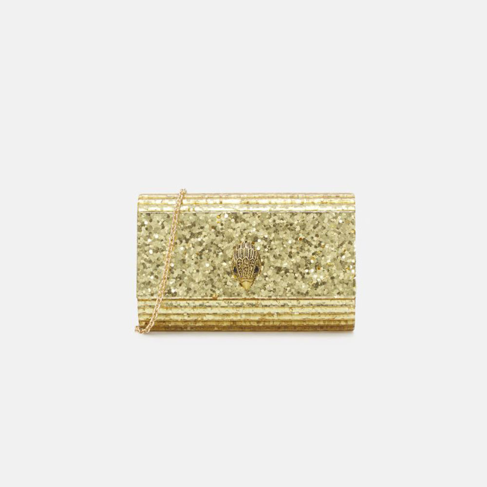 Cartera fiesta brillante cadena Kurt Geiger Party Eagle Clutch Drench Oro