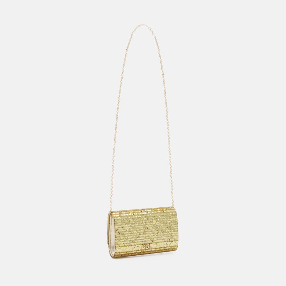 Cartera fiesta brillante cadena Kurt Geiger Party Eagle Clutch Drench Oro foto 2