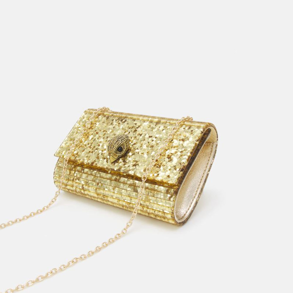 Cartera fiesta brillante cadena Kurt Geiger Party Eagle Clutch Drench Oro foto 4