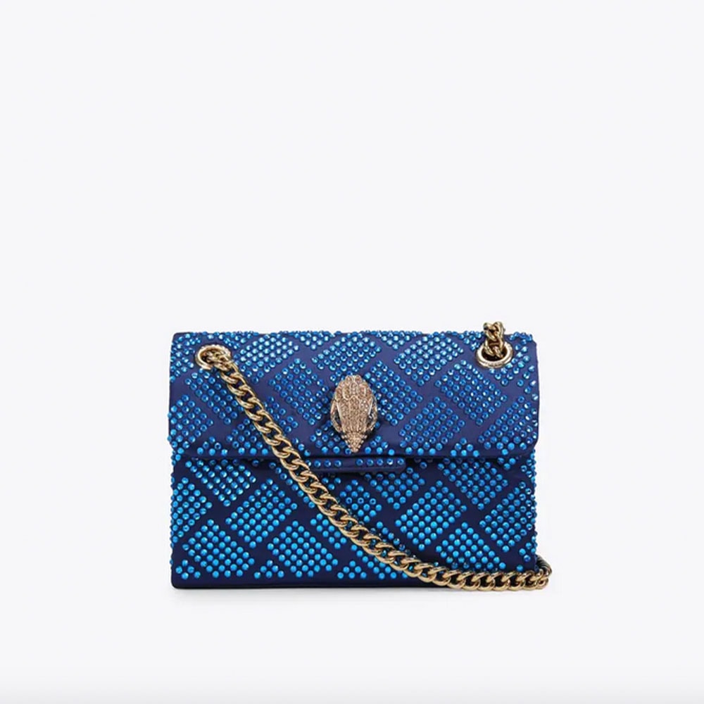 Cartera fiesta strass Kurt Geiger Fabric Mini Kensington Azulón