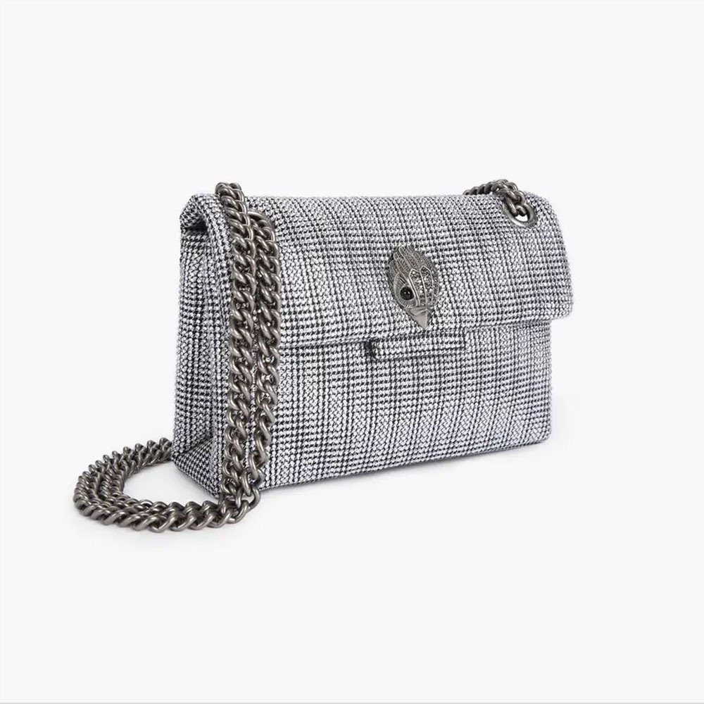 Bolso vestir cadena plateado Kurt Geiger Fabric Mini Kensington foto 3