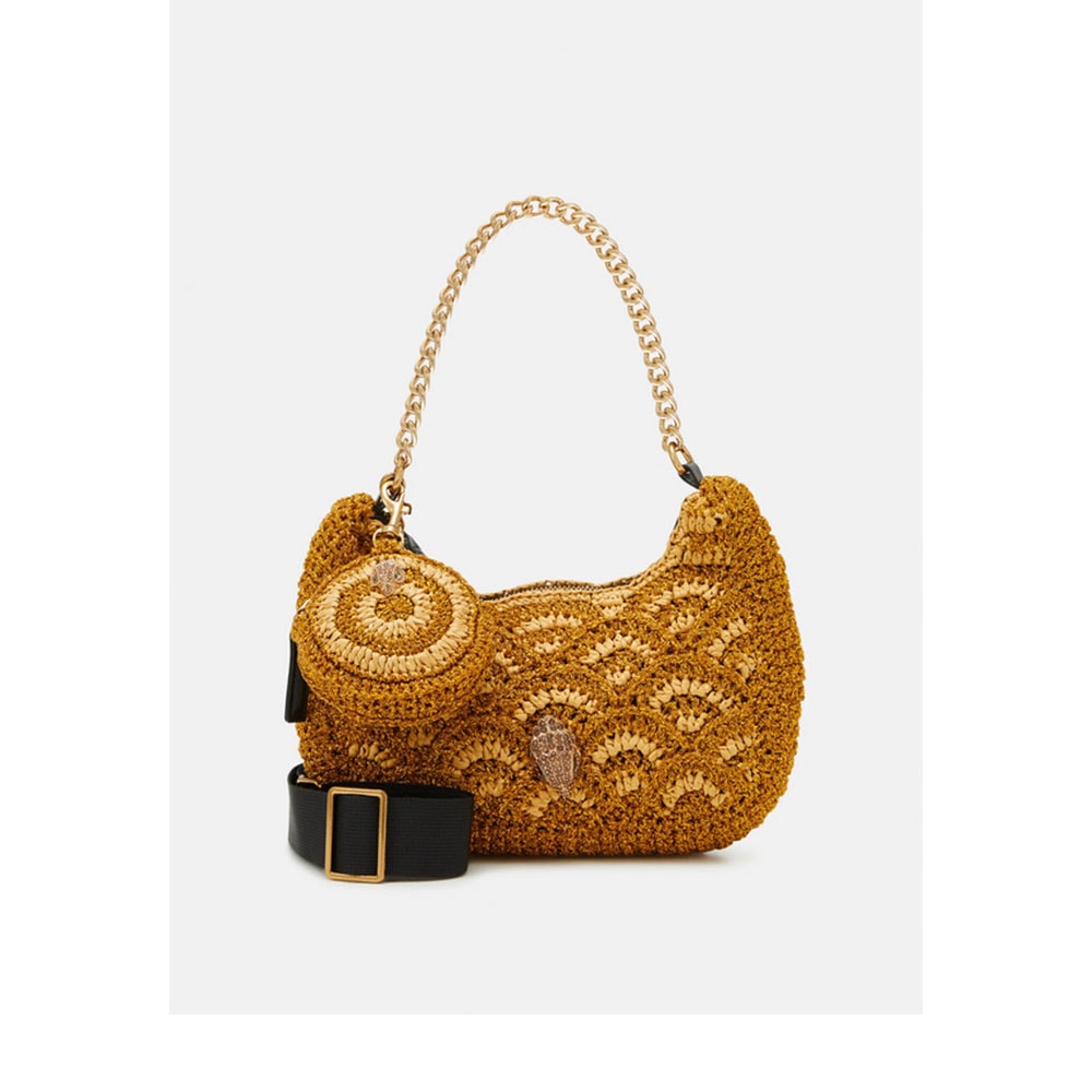 Bolso dorado cadena y correa crochet Kurt Geiger Mult Crossbody
