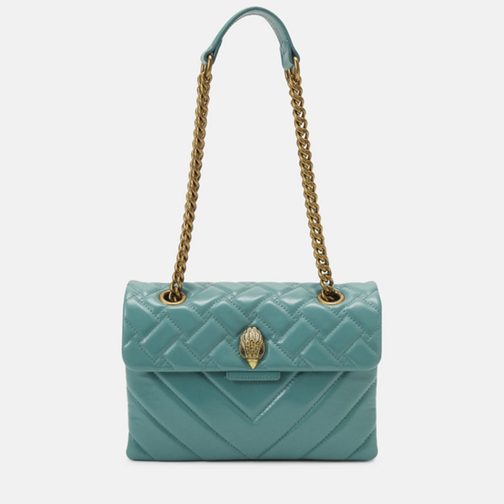 Bolso Acolchado Piel Turquesa Kurt Geiger Leather Kensington Bag Mid