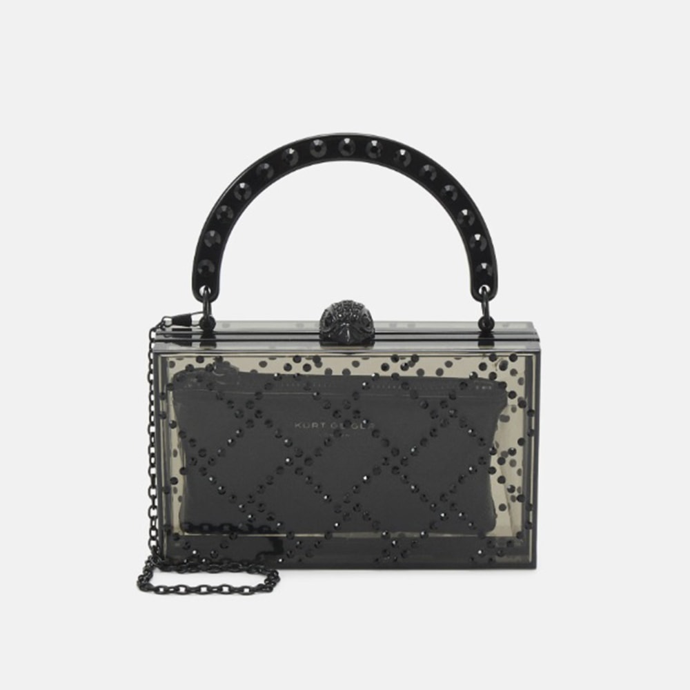 Bolso Mano Estructurado Strass Kurt Geiger Quilt Box Clutch