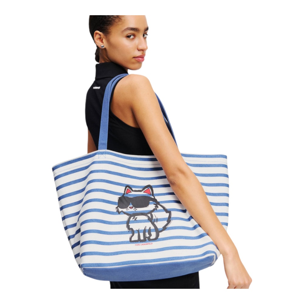 Bolso Shopper Karl Lagerfeld Rayado Azul y Blanco  foto 2