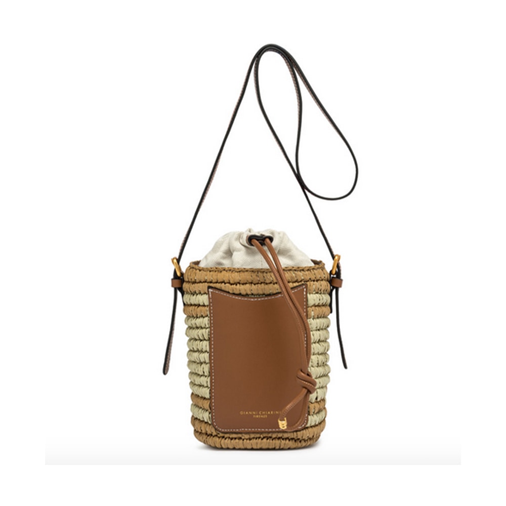 Bolso rafia cilindro piel Gianni Marra MAE 10730