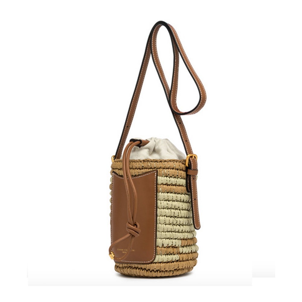 Bolso Gianni Marra rafia cilindro con piel – Estilo artesanal y funcional foto 2
