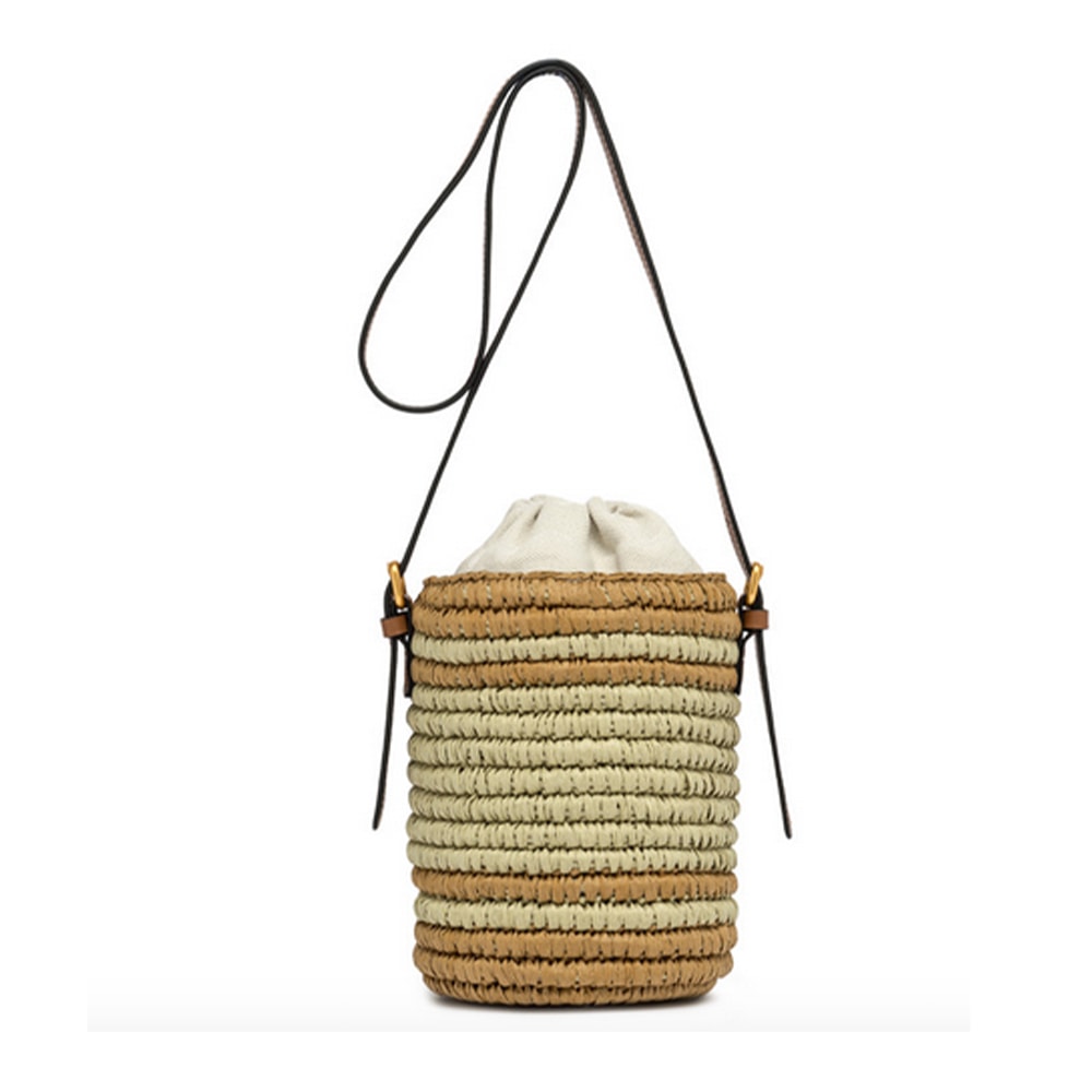 Bolso Gianni Marra rafia cilindro con piel – Estilo artesanal y funcional foto 3