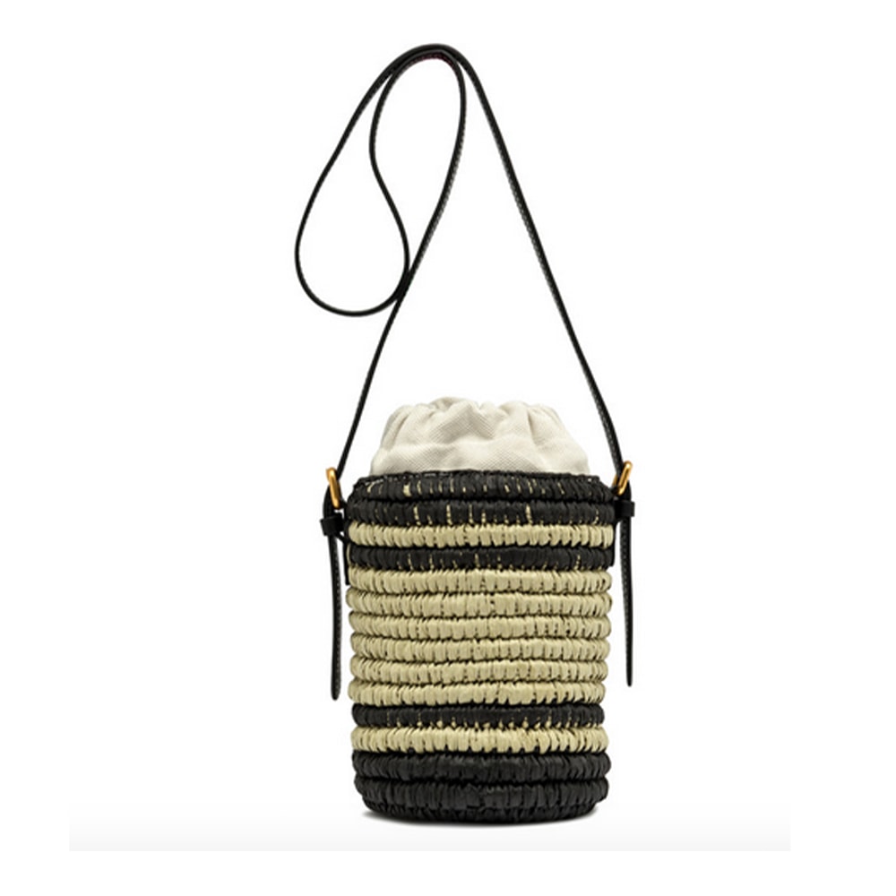 Bolso Gianni Marra rafia negro cilindro – Elegancia natural y urbana foto 2