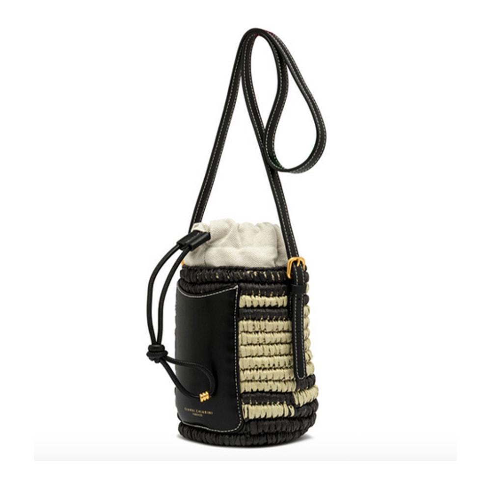 Bolso Gianni Marra rafia negro cilindro – Elegancia natural y urbana foto 3