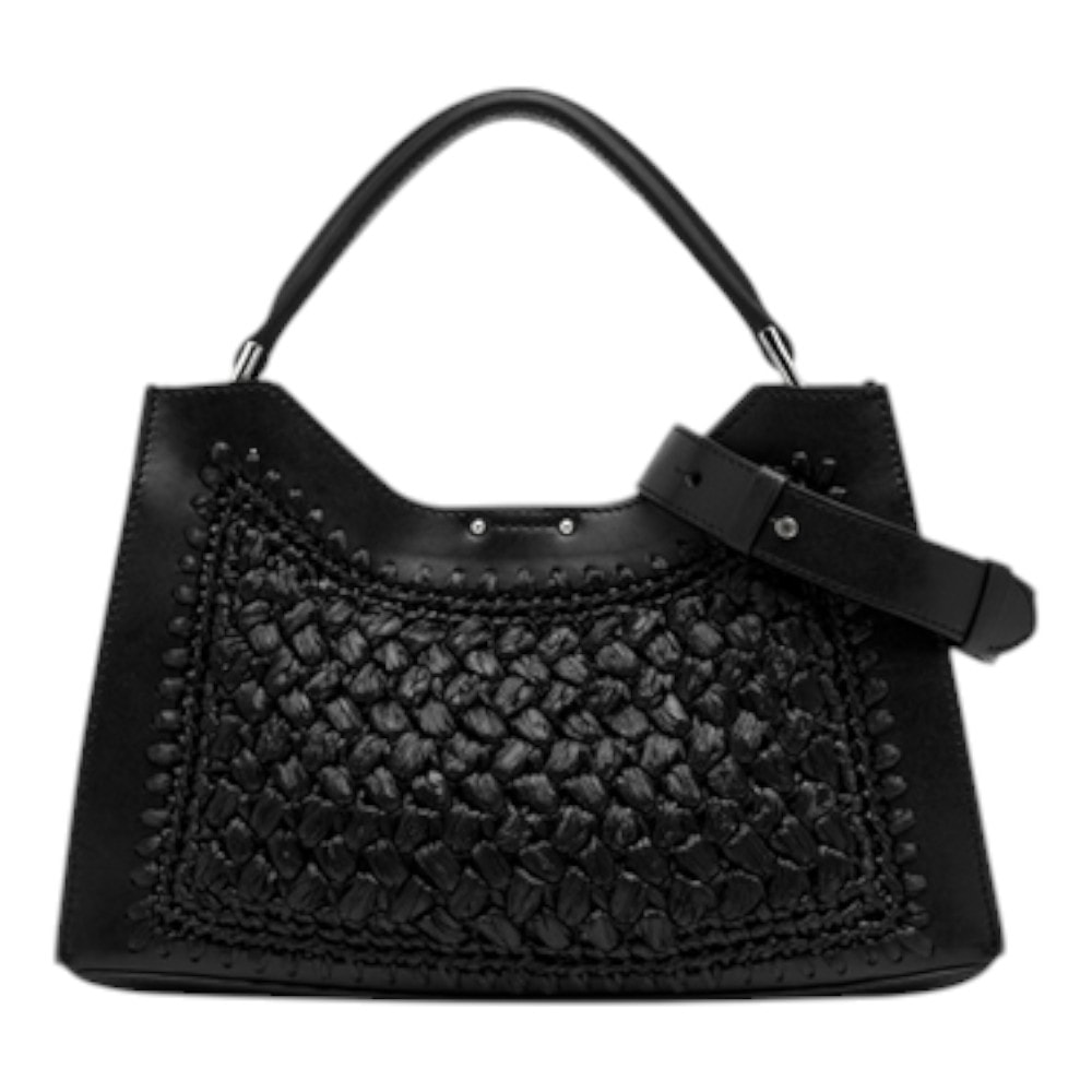 Bolso mujer en piel trenzada negra asa Gianni Chiarini AURORA 11415