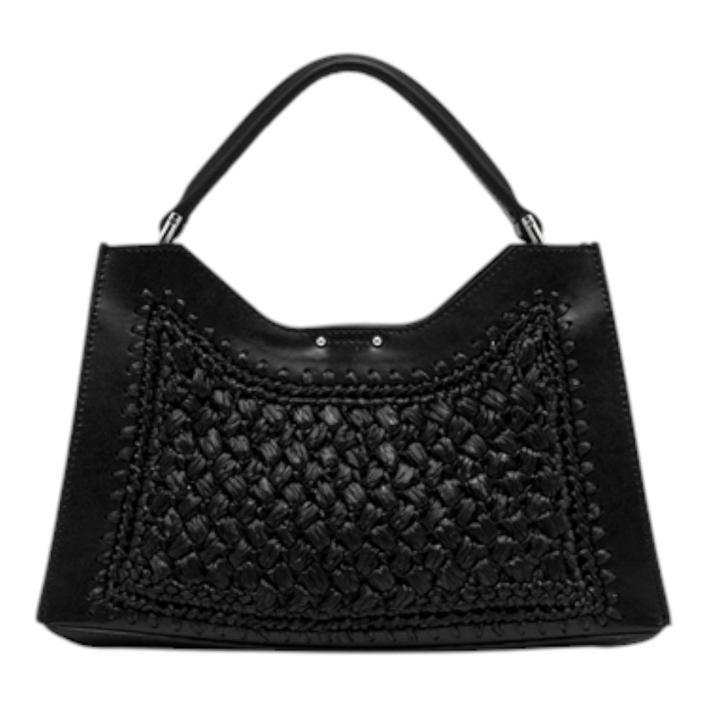 Bolso Gianni Chiarini negro de piel trenzada – Estilo artesanal y sofisticación foto 2