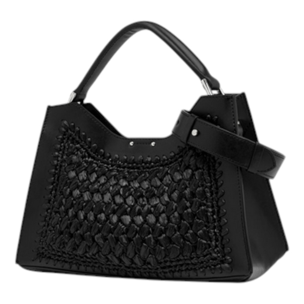 Bolso Gianni Chiarini negro de piel trenzada – Estilo artesanal y sofisticación foto 3