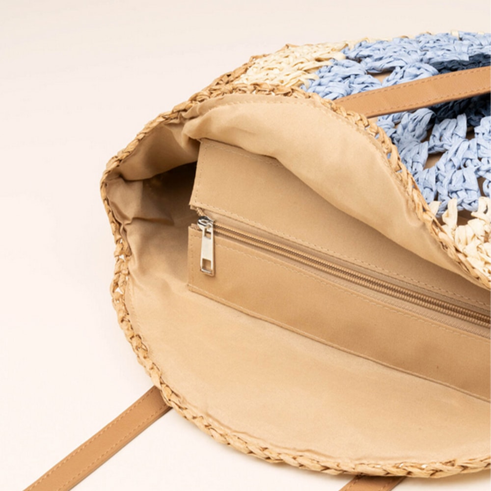 Bolso crochet redondo en rafia y azul - Gaimo | Carrilé foto 2