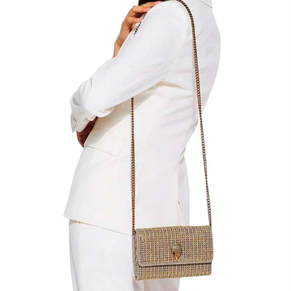 Cartera de mano con cadena dorada y cristales | Elegancia Kurt Geiger foto 2