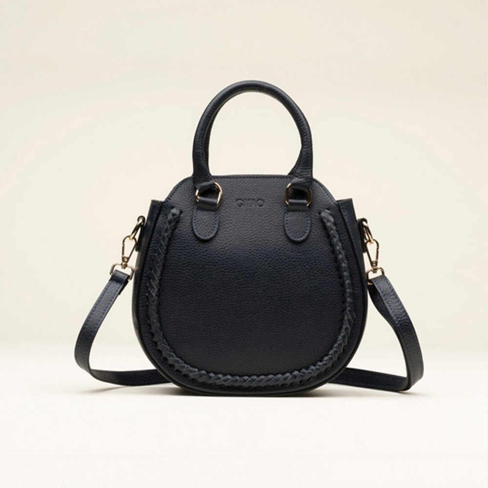 Bolso redondo azul piel Gaimo – Elegancia atemporal foto 3