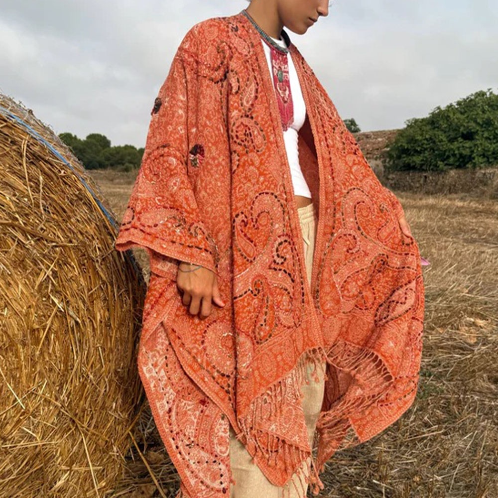 Poncho mujer suave naranja – Poc a Poc foto 2