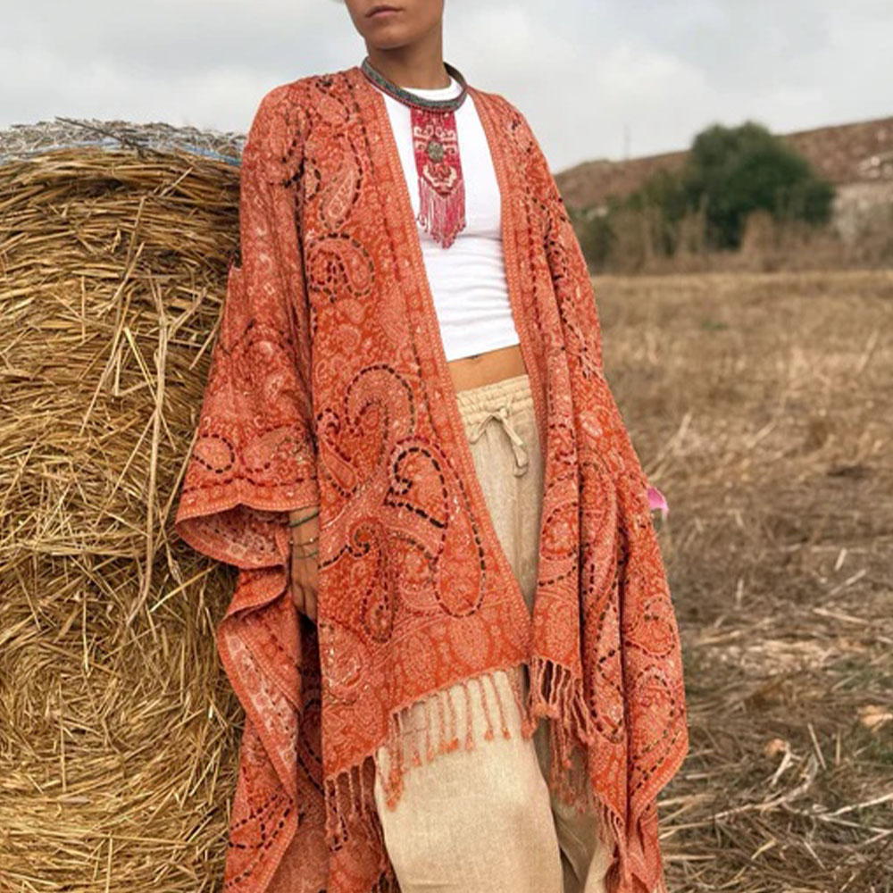 Poncho mujer suave naranja – Poc a Poc foto 3