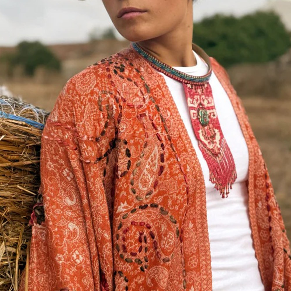 Poncho mujer suave naranja – Poc a Poc foto 4