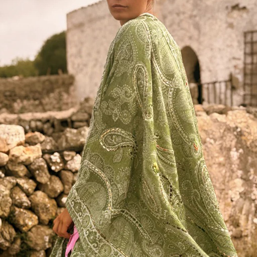Poncho mujer suave verde – Poc a Poc foto 3