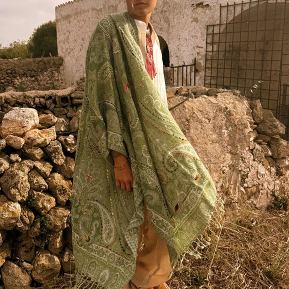 Poncho mujer suave verde – Poc a Poc foto 4