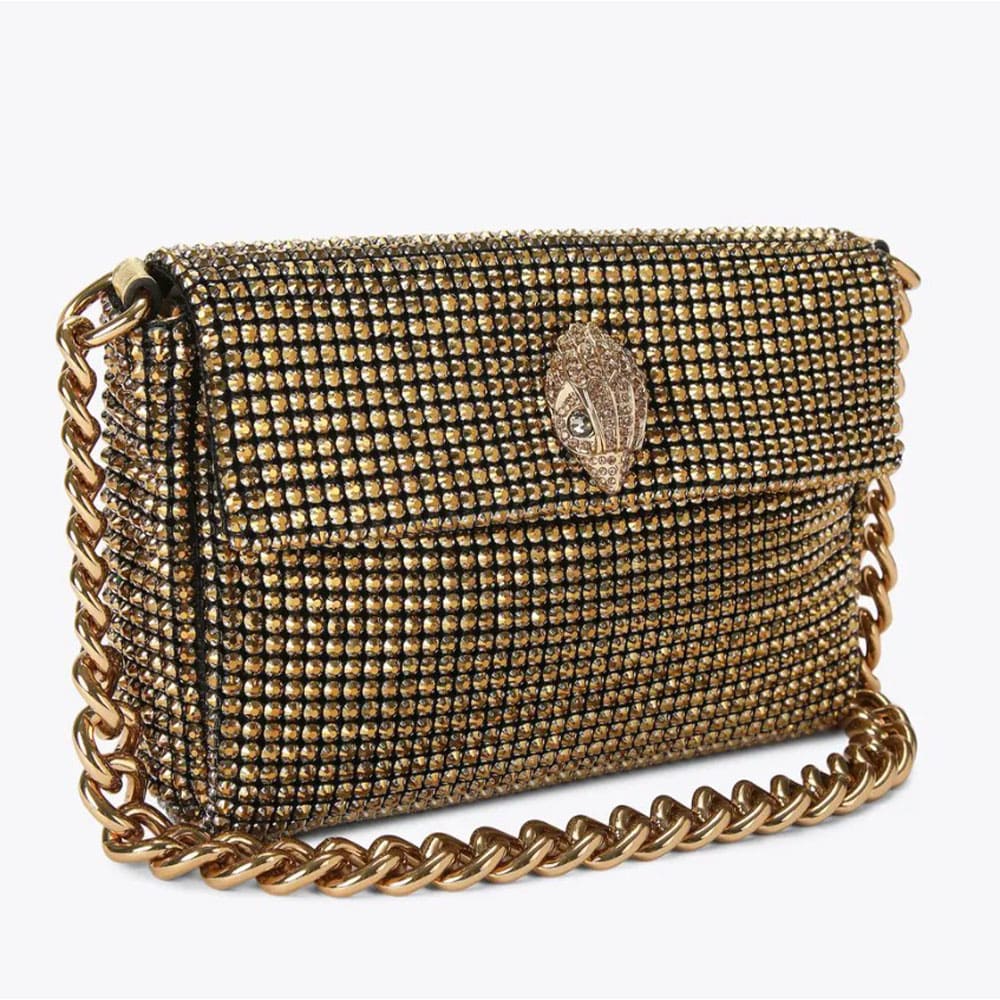 Cartera fiesta cadena dorada Kurt Geiger con cristales foto 3