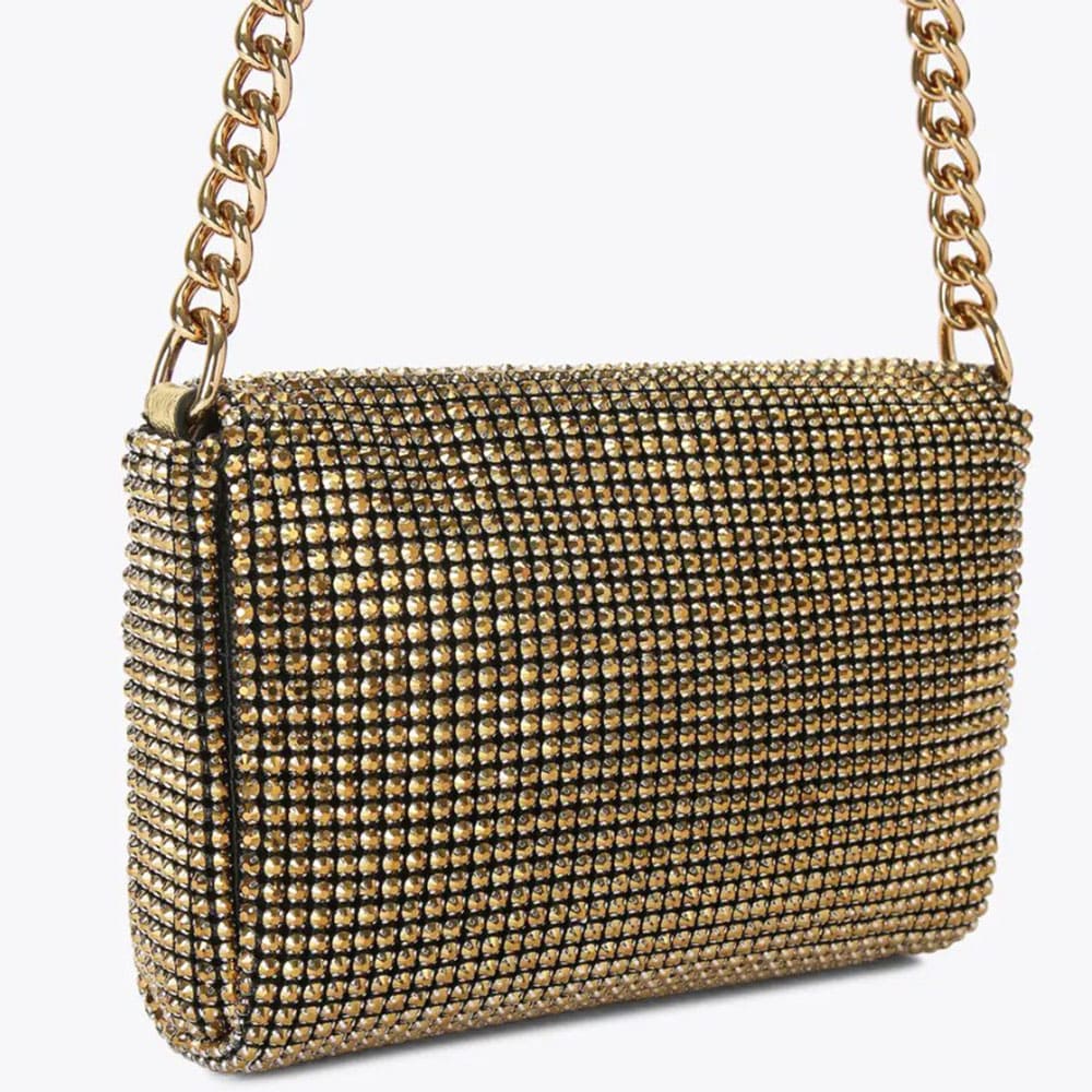 Cartera fiesta cadena dorada Kurt Geiger con cristales foto 4