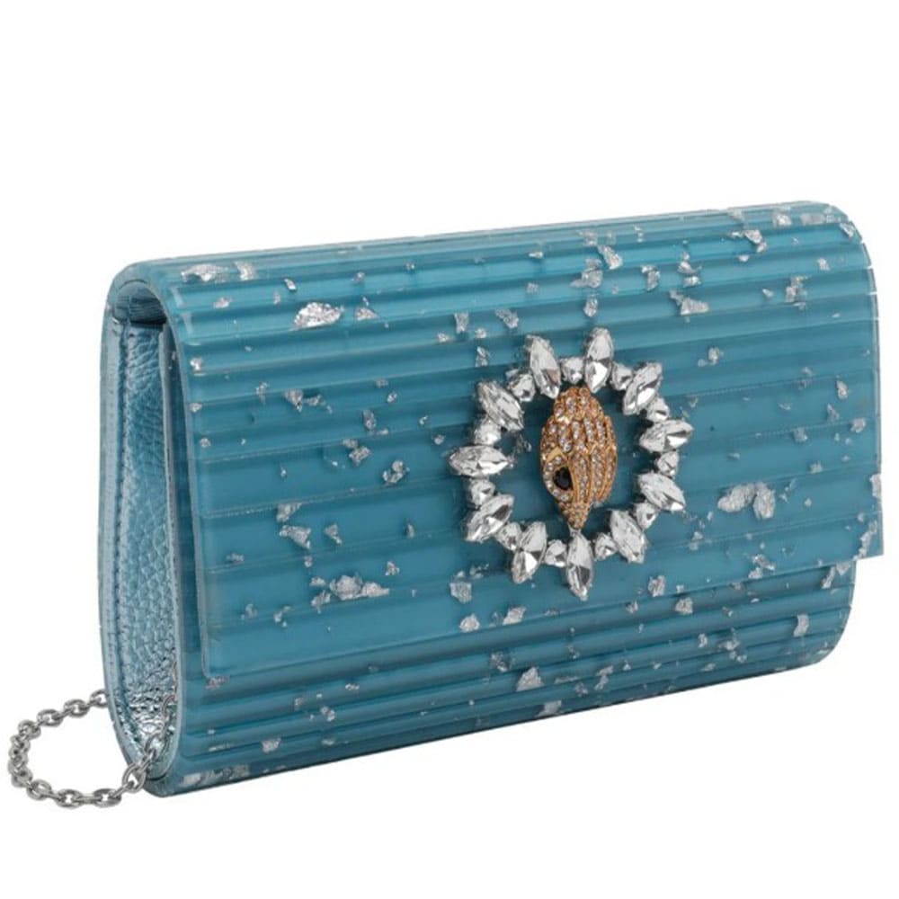 Cartera fiesta cadena azul Kurt Geiger con cierre joya foto 3