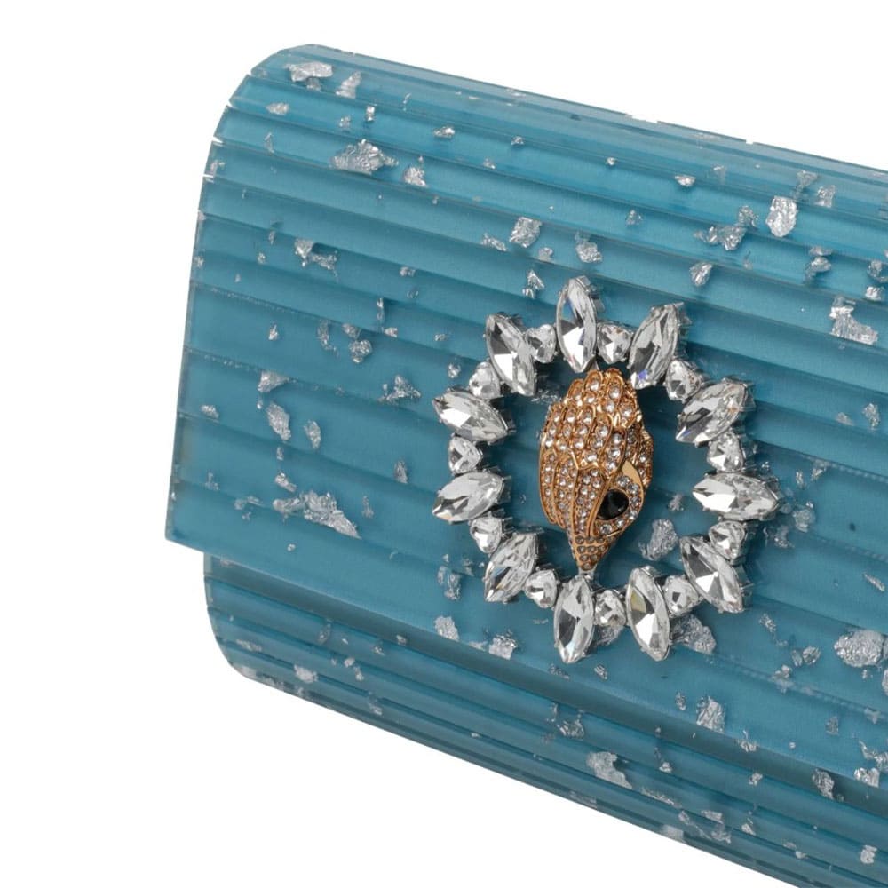 Cartera fiesta cadena azul Kurt Geiger con cierre joya foto 4