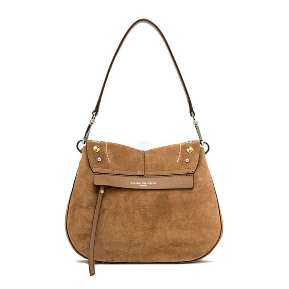 Bolso piel bandolera caramelo Gianni Chiarini – estilo bohemio con detalles metálicos foto 4