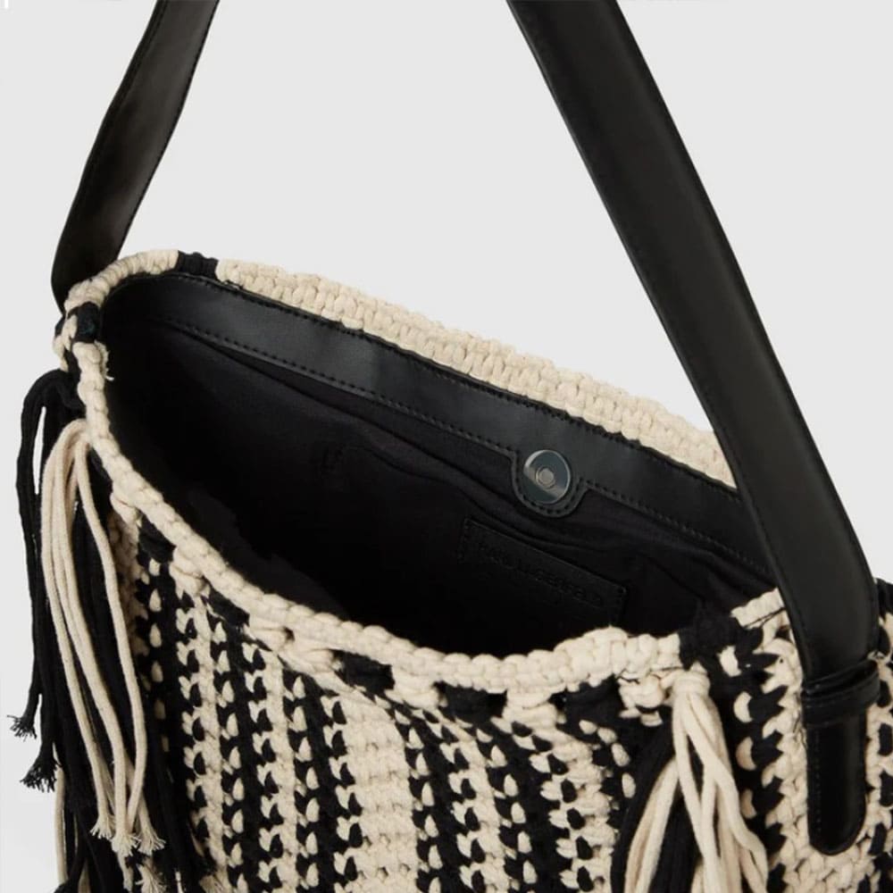 Bolso hombro flecos Karl Lagerfeld estilo boho elegante foto 4