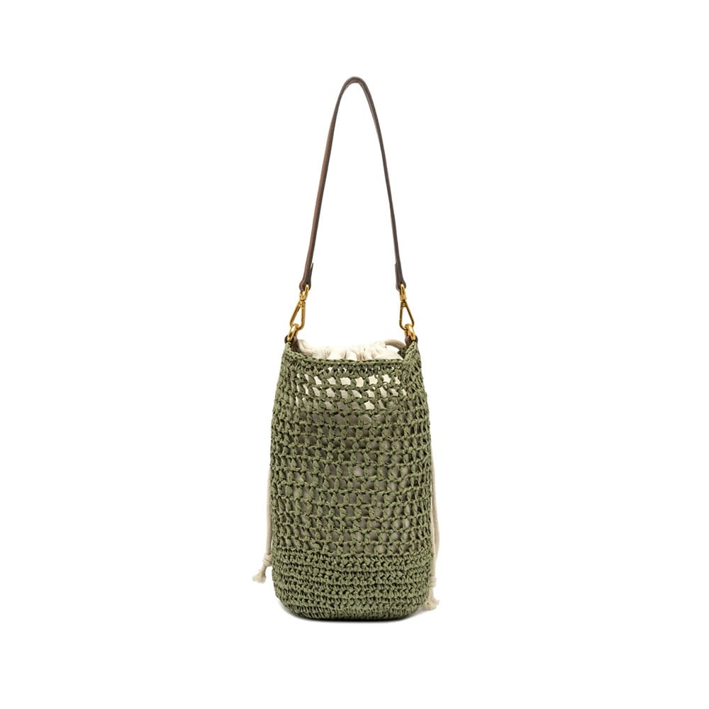 Bolso cubo paja verde Gianni Chiarini elegante foto 3