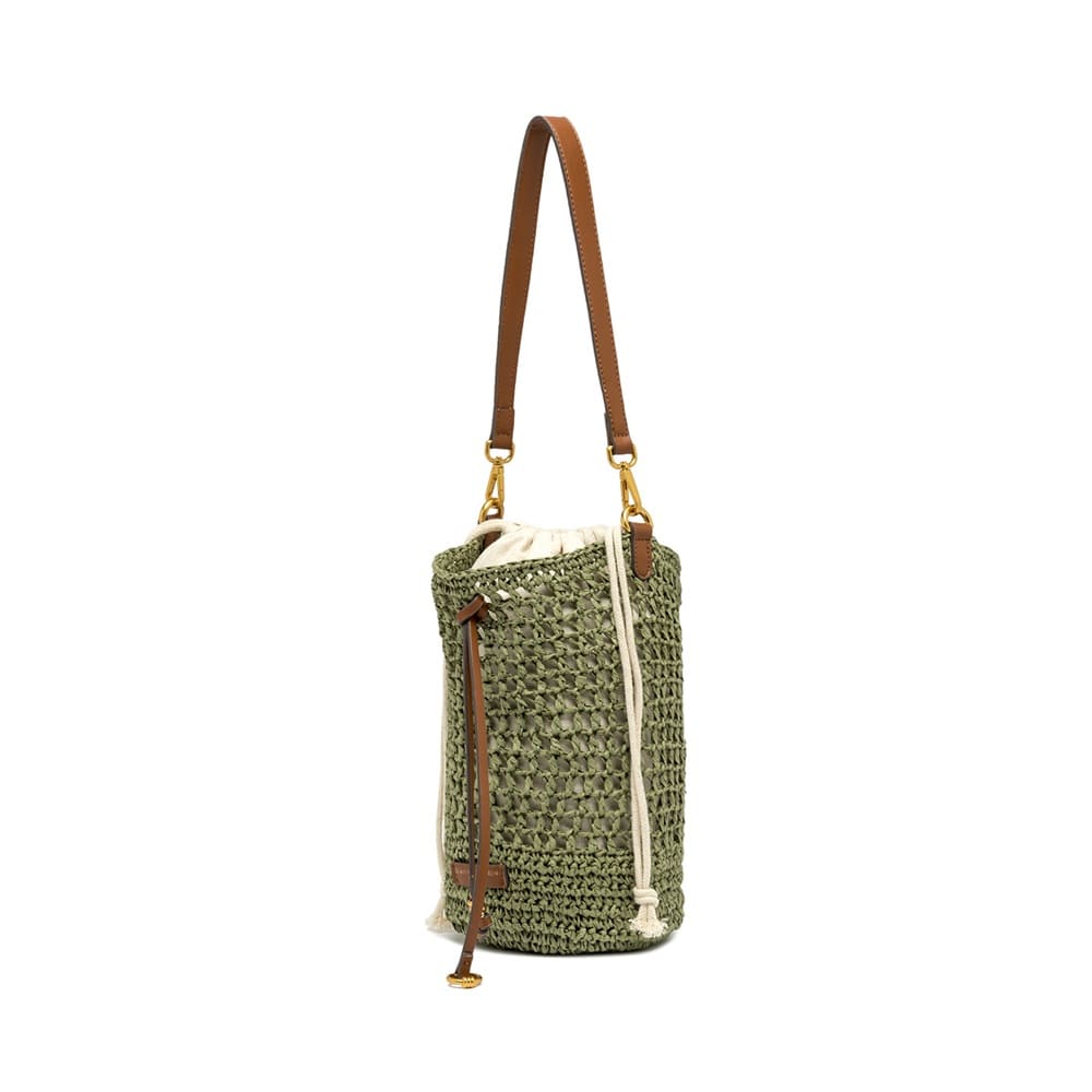 Bolso cubo paja verde Gianni Chiarini elegante foto 4