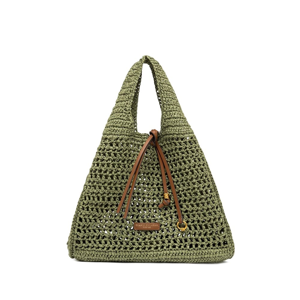 Bolso crochet verde tote bag Gianni Chiarini elegante foto 3