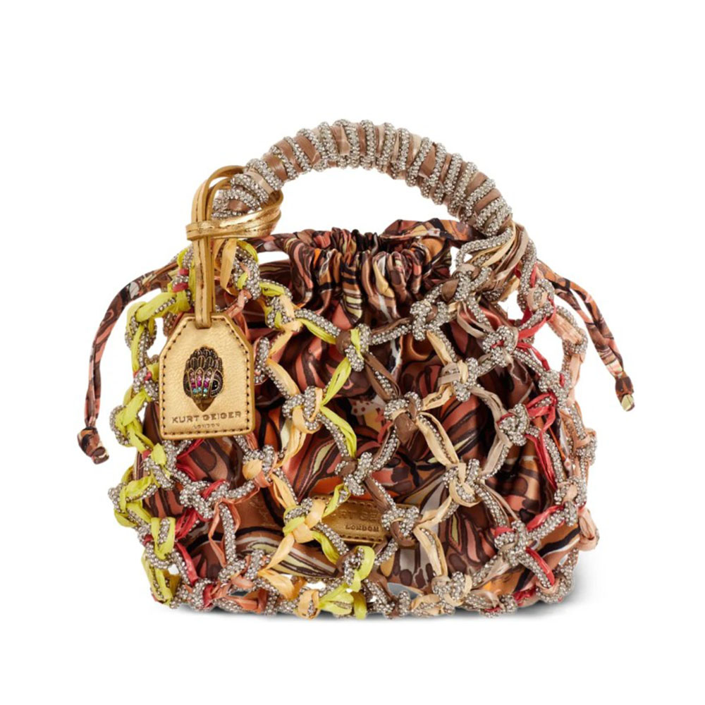Bolso mano brillantes multicolor Kurt Geiger Small Macrame Crystal Bag