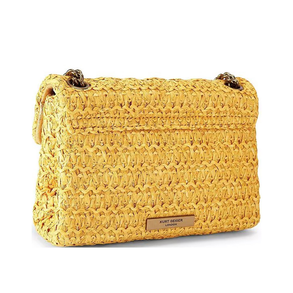 Bolso rafia amarillo cadena Kurt Geiger | Carrilé foto 2