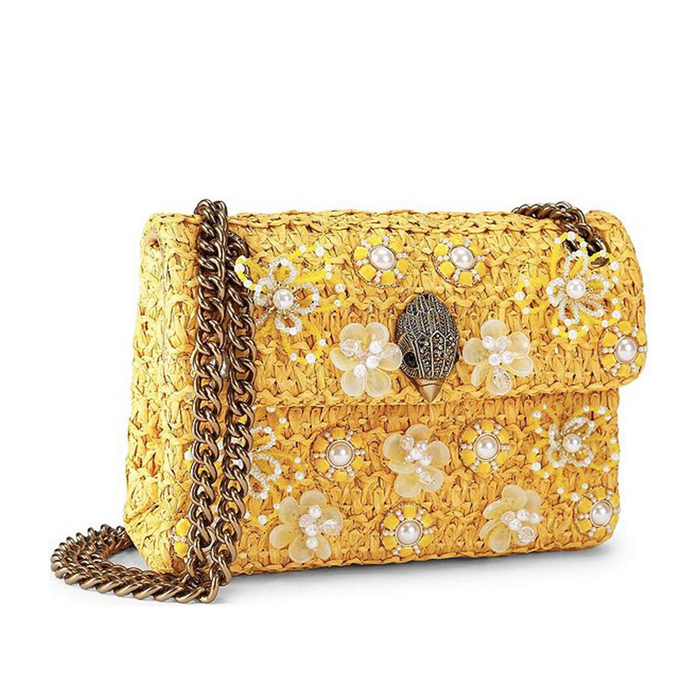 Bolso rafia amarillo cadena Kurt Geiger | Carrilé foto 4
