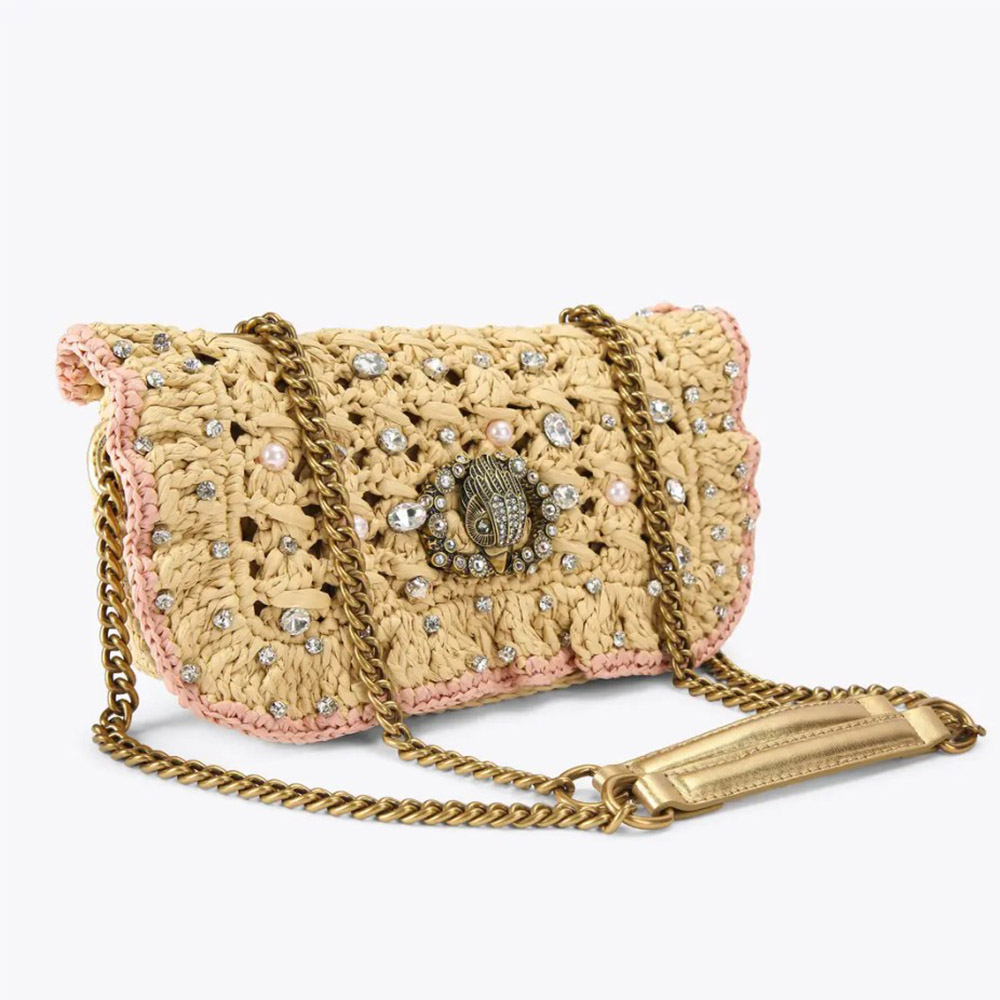 Bolso beig rafia perlas y brillantes Kurt Geiger | Carrilé foto 3