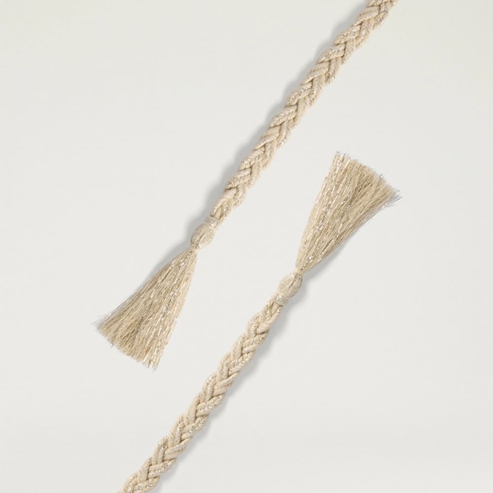 Cinturón lino y lurex flecos Momoni en crudo foto 2