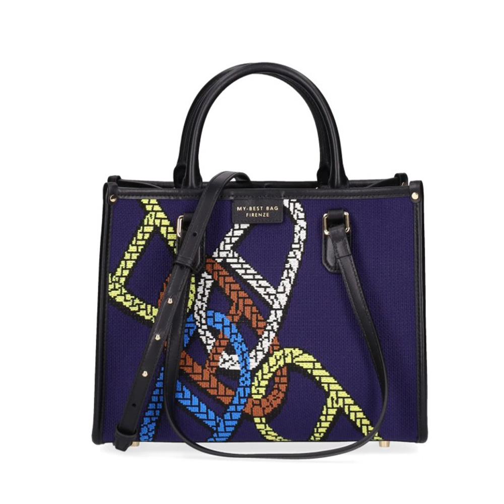 Bolso My Best Bag azul tejido y doble asa | Bolso shopper mujer foto 2