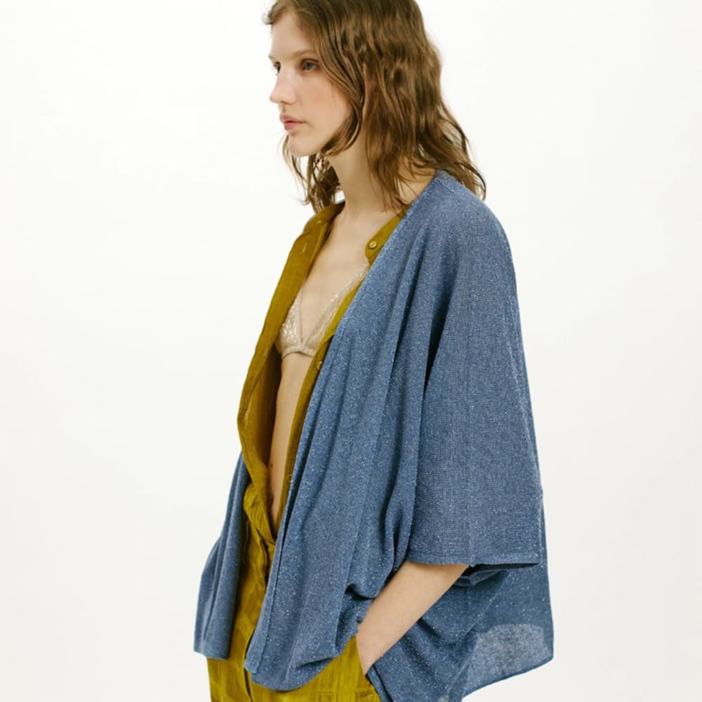 Cárdigan lúrex Momoni en azul para mujer foto 3