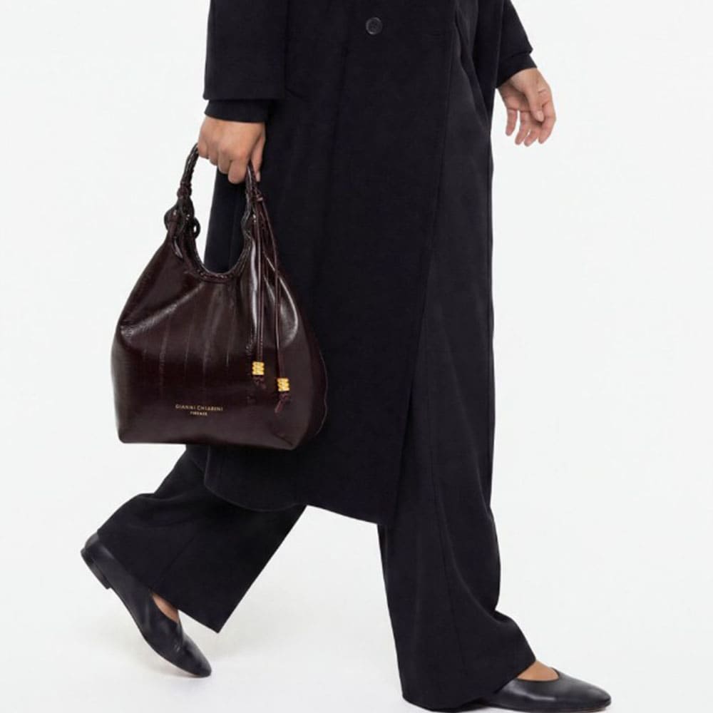 Bolso piel burdeos asa y correa Gianni Chiarini foto 2
