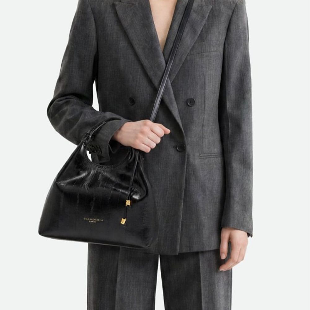 Bolso piel negro asa Gianni Chiarini foto 3