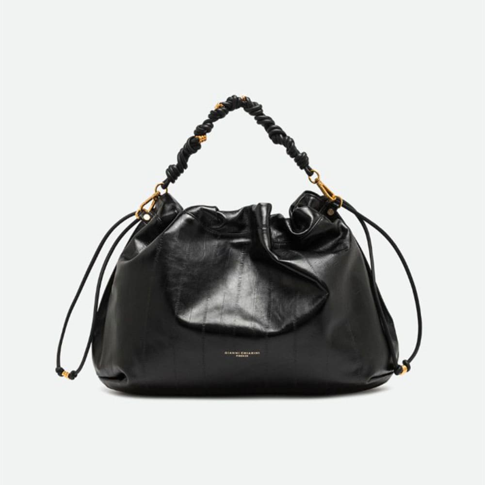 Bolso piel negro fruncido asa Gianni Chiarini Morgana BS 1226